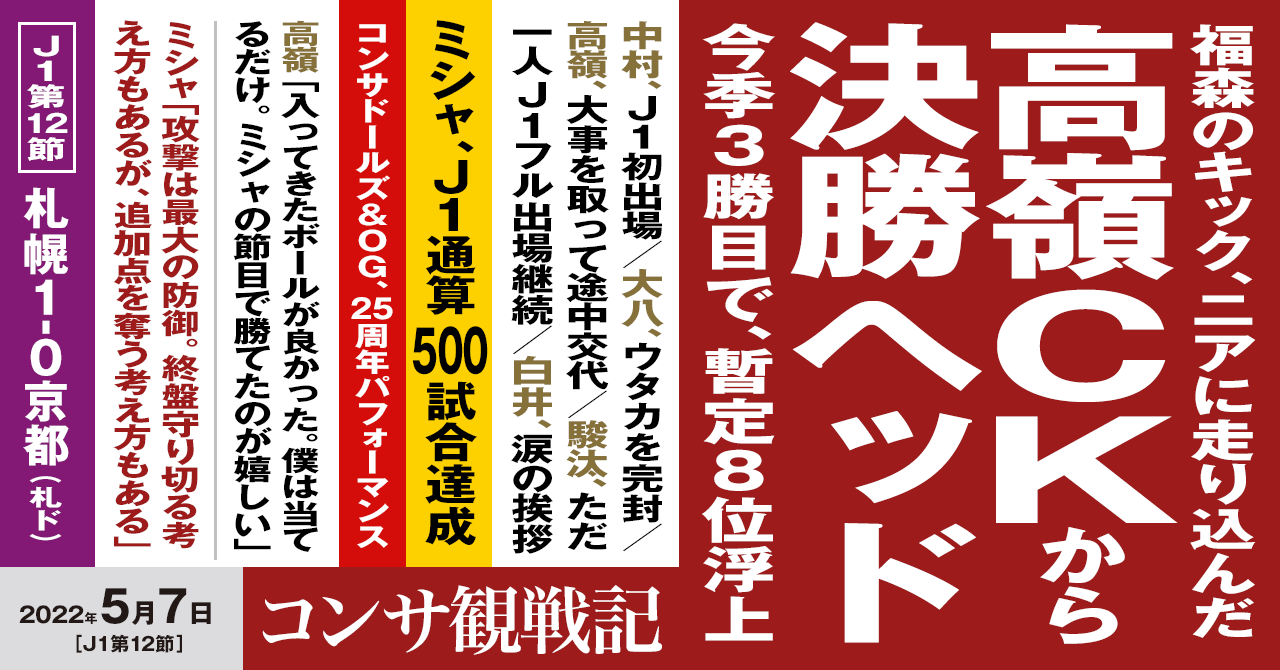 2022年J1【第12節】京都戦 – WEEKLY CONSA . com