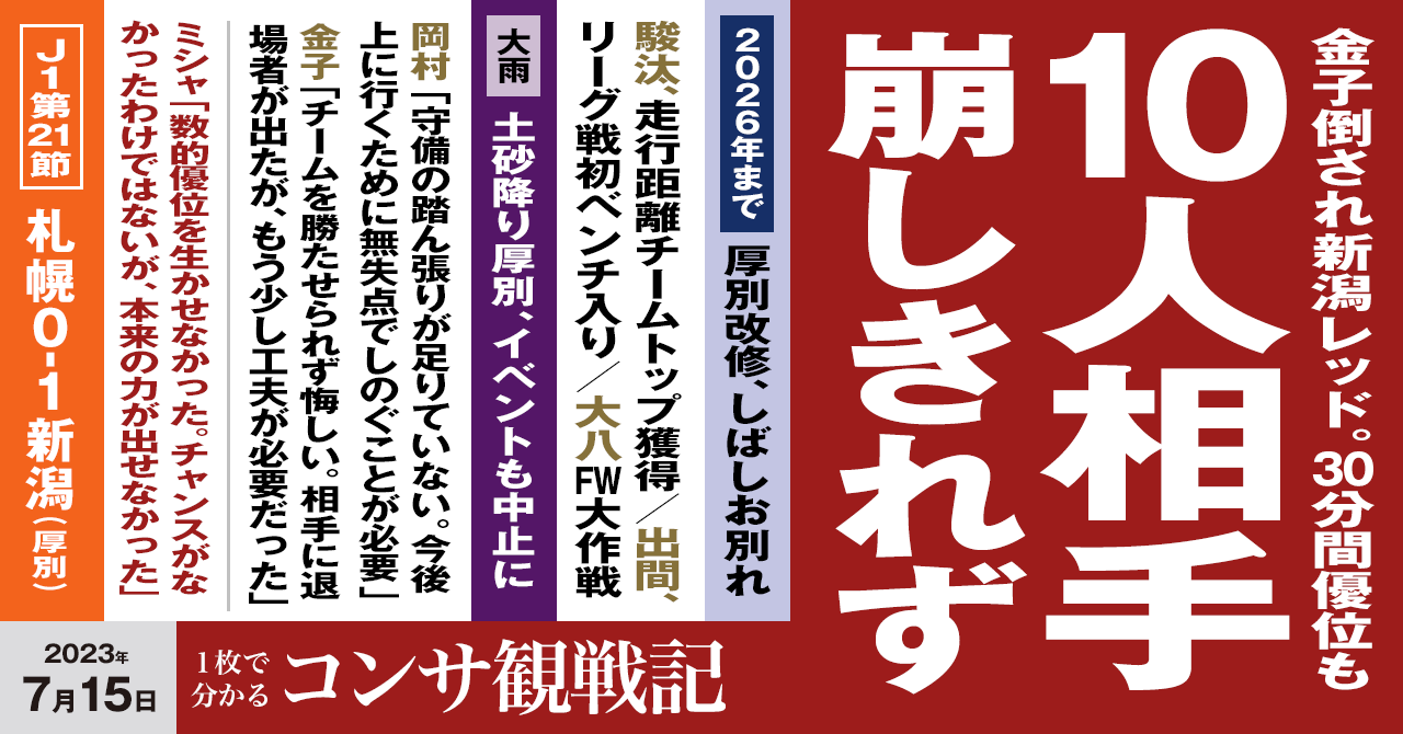 2023年J1【第21節】新潟戦 – WEEKLY CONSA . com