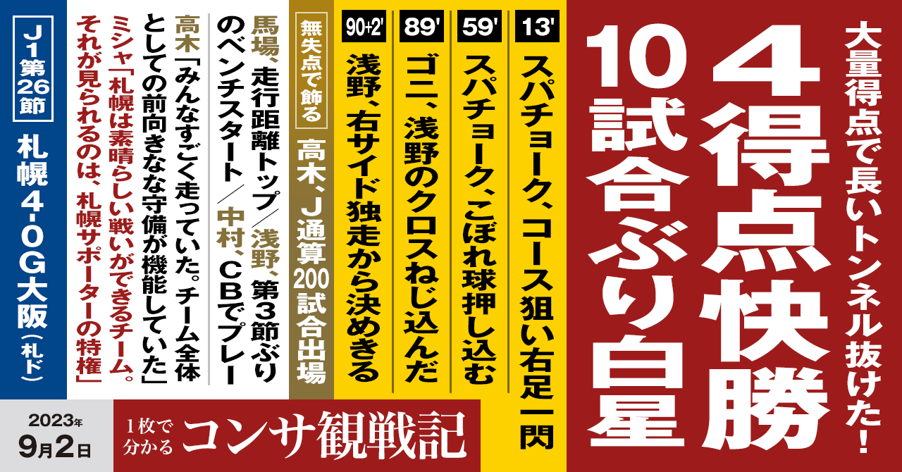 2023年J1【第26節】G大阪戦 – WEEKLY CONSA . com